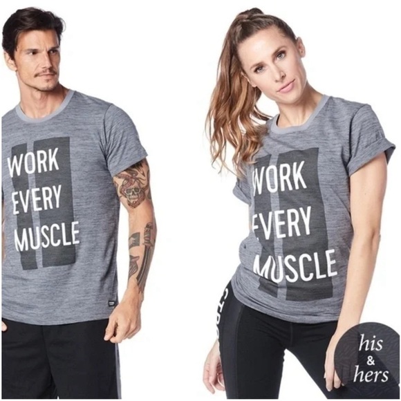Zumba Fitness Strong Nation Work Out Shirt Unisex Grey Medium Dri Fit NwT - Picture 1 of 2